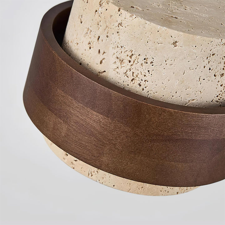 Perra: Lampada a sospensione in travertino e legno di noce – per sala da pranzo e soggiorno