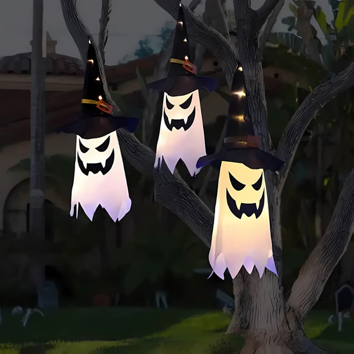 PhantomGlow™ – Lampes de Chapeaux de Sorcière Fantômes Suspendus pour Halloween