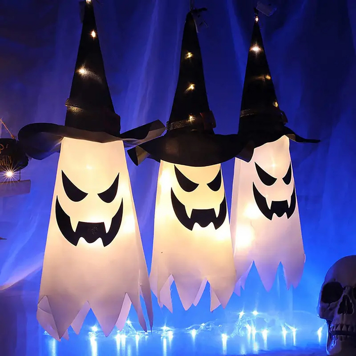 PhantomGlow™ – Lampes de Chapeaux de Sorcière Fantômes Suspendus pour Halloween