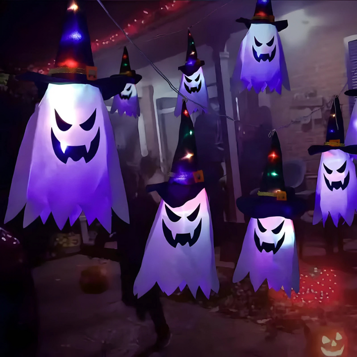 PhantomGlow™ – Lampes de Chapeaux de Sorcière Fantômes Suspendus pour Halloween