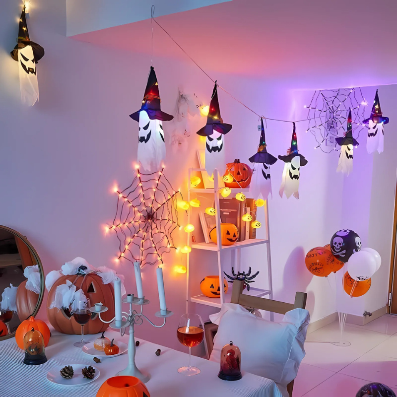 PhantomGlow™ – Lampes de Chapeaux de Sorcière Fantômes Suspendus pour Halloween
