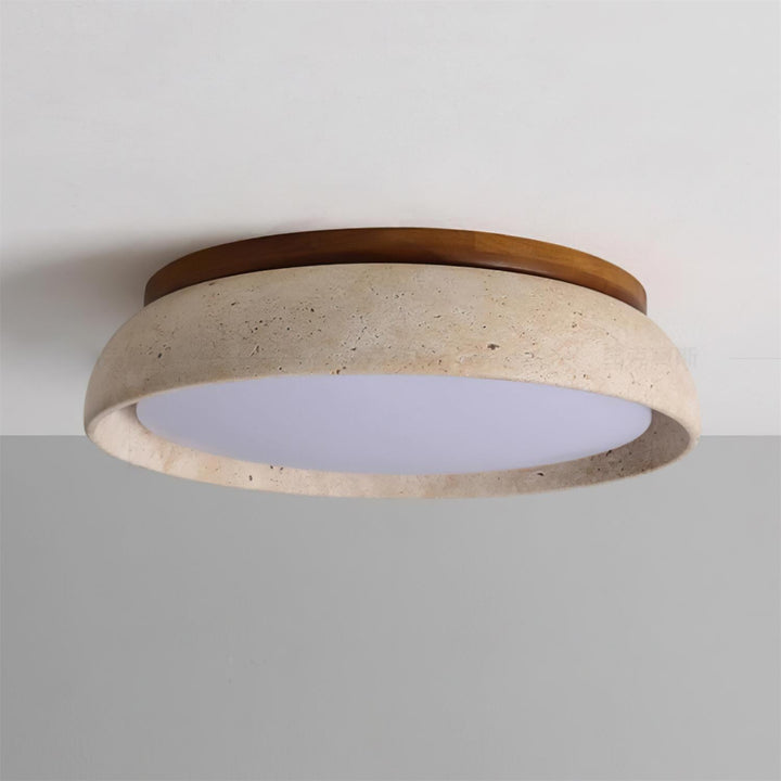 PiedraLuce: Lampada da soffitto LED in Travertino – Lampada in pietra naturale per soggiorno e sala da pranzo