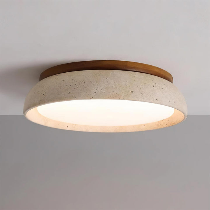 PiedraLuce: Lampada da soffitto LED in Travertino – Lampada in pietra naturale per soggiorno e sala da pranzo