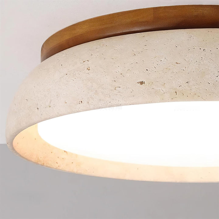 PiedraLuce: Lampada da soffitto LED in Travertino – Lampada in pietra naturale per soggiorno e sala da pranzo