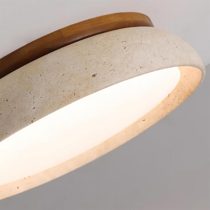 PiedraLuce: Lampada da soffitto LED in Travertino – Lampada in pietra naturale per soggiorno e sala da pranzo