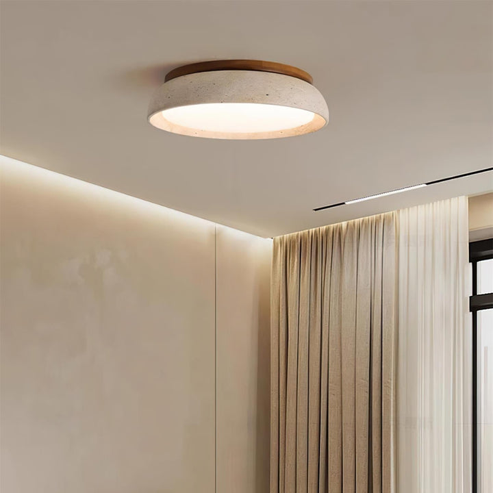 PiedraLuce: Lampada da soffitto LED in Travertino – Lampada in pietra naturale per soggiorno e sala da pranzo