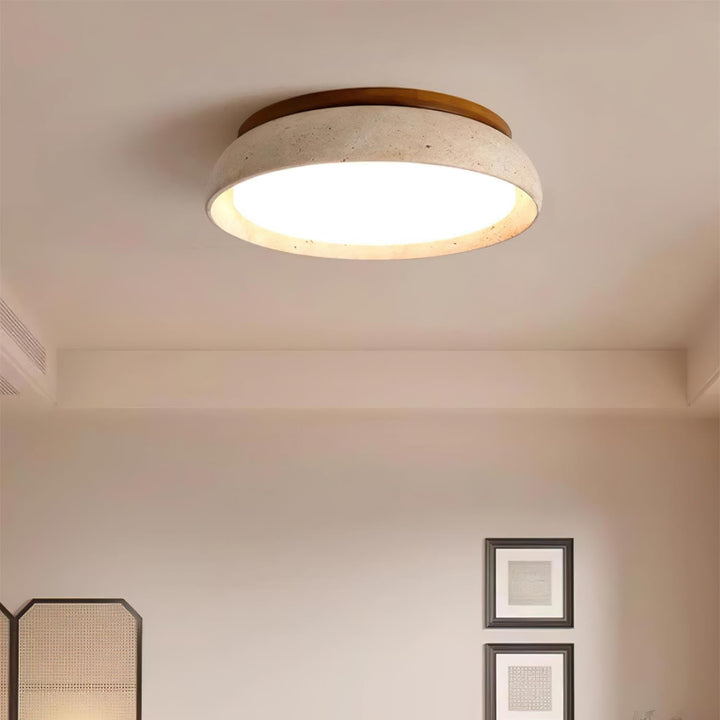 PiedraLuce: Lampada da soffitto LED in Travertino – Lampada in pietra naturale per soggiorno e sala da pranzo