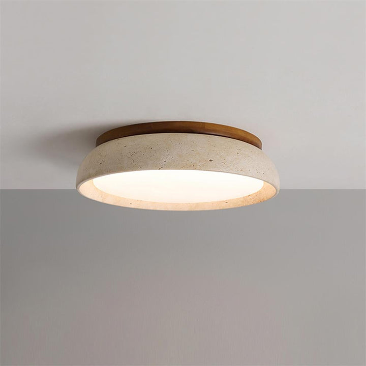 PiedraLuce: Lampada da soffitto LED in Travertino – Lampada in pietra naturale per soggiorno e sala da pranzo