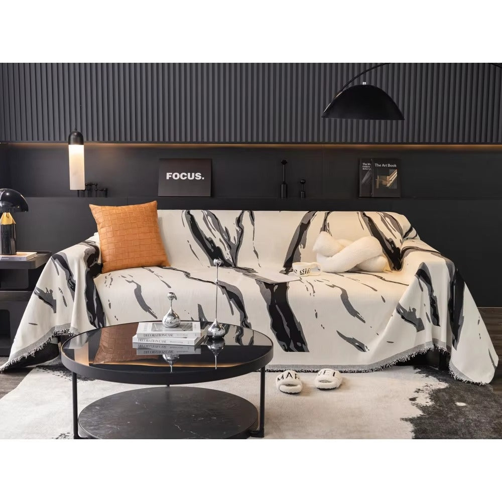Arte del Pennello: Copertura per Divano in Chenille con Design Astratto a Pennellate &amp; Struttura Reversibile – per Divano &amp; Soggiorno
