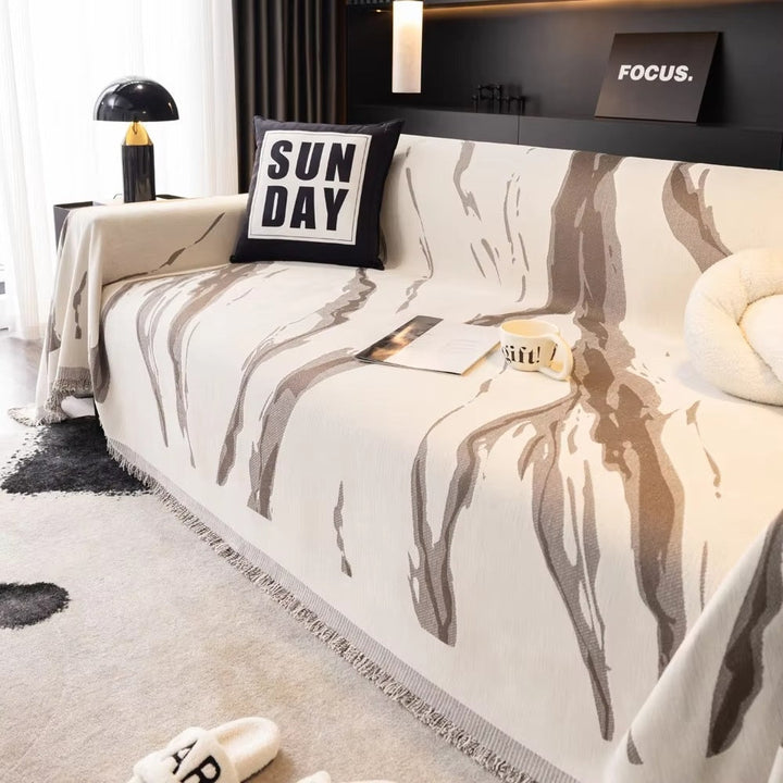 Arte del Pennello: Copertura per Divano in Chenille con Design Astratto a Pennellate &amp; Struttura Reversibile – per Divano &amp; Soggiorno