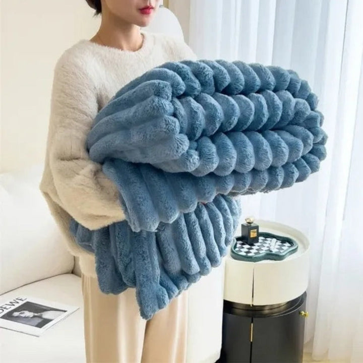 PlushNest: Coperta Morbida e Pelosa con Motivo a Strisce – Coperta Sofà Morbida per Letto e Soggiorno