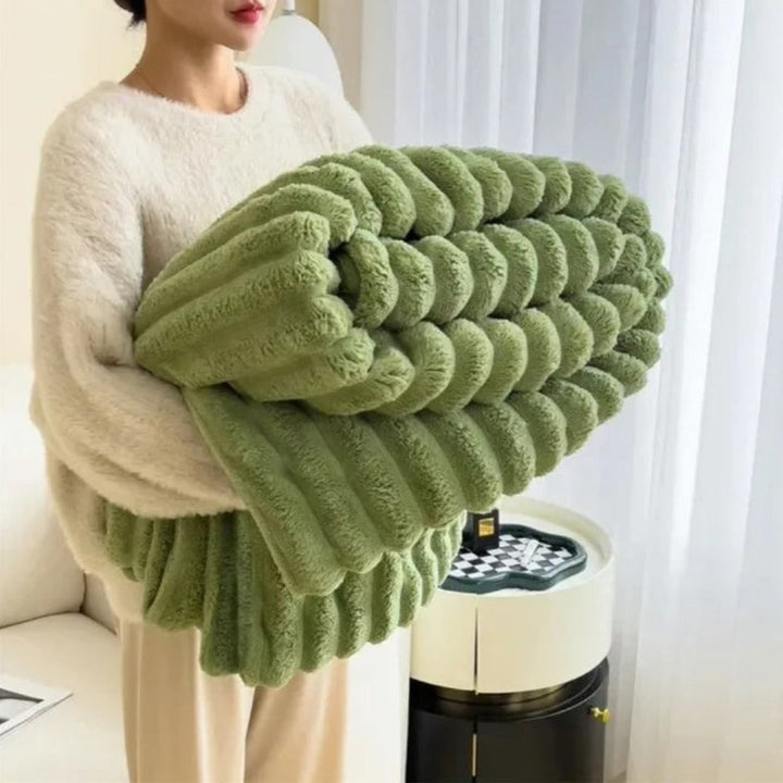 PlushNest: Coperta Morbida e Pelosa con Motivo a Strisce – Coperta Sofà Morbida per Letto e Soggiorno
