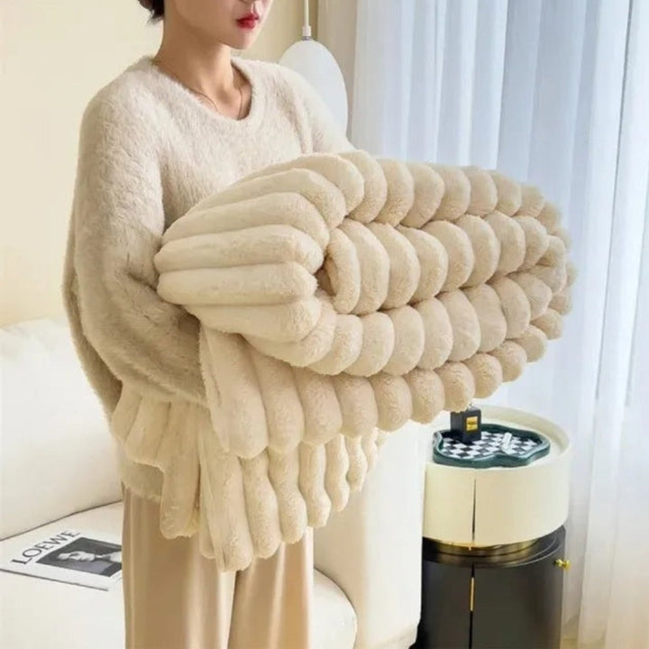 PlushNest: Coperta Morbida e Pelosa con Motivo a Strisce – Coperta Sofà Morbida per Letto e Soggiorno