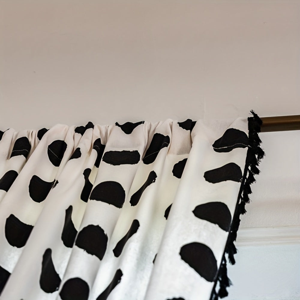 PolkaCharme: Tenda moderna con motivo a pois e frange – elegante per le camere da letto