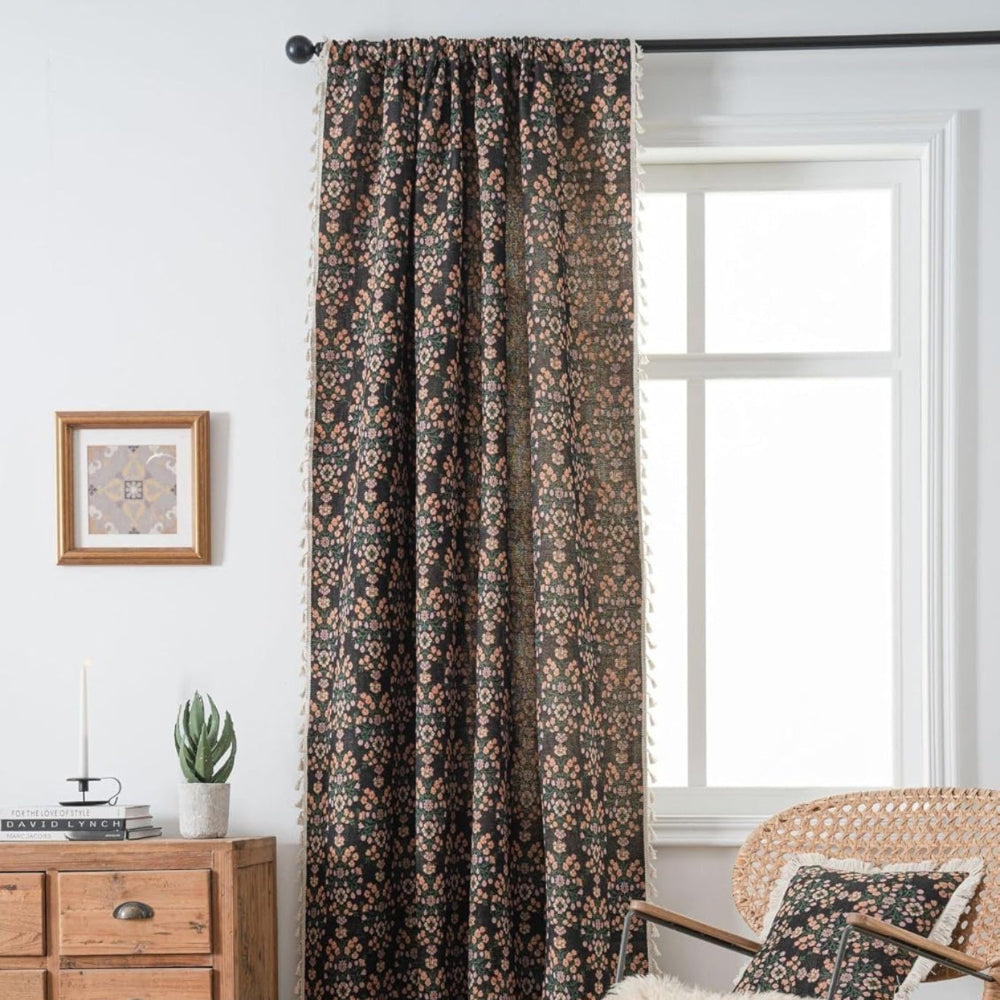 PrismaFlair: Tenda in Jacquard con Frange – elegante e traslucida per camere da letto e cucina