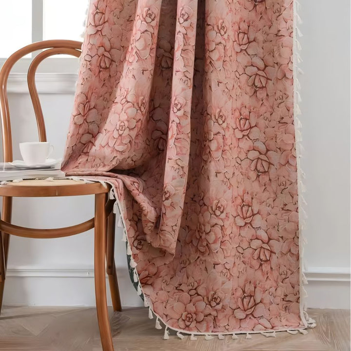 PrismaFlair: Tenda in Jacquard con Frange – elegante e traslucida per camere da letto e cucina