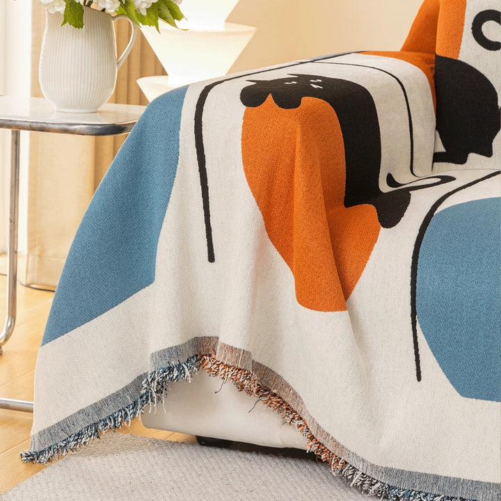PurrAura: Copertura per divano in stile felino in chenille traspirante con accento decorativo – per divano e poltrona