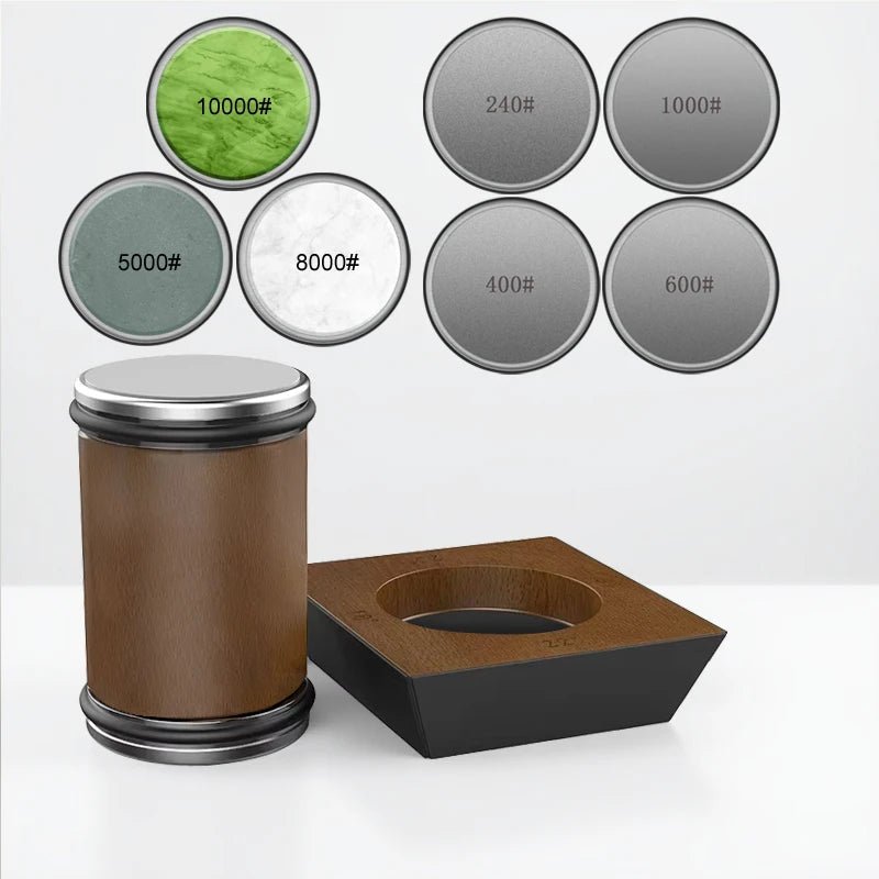 DIASHARP – Set di Affilatori per Coltelli con Affilatore in Diamante e Piattaforma in Legno