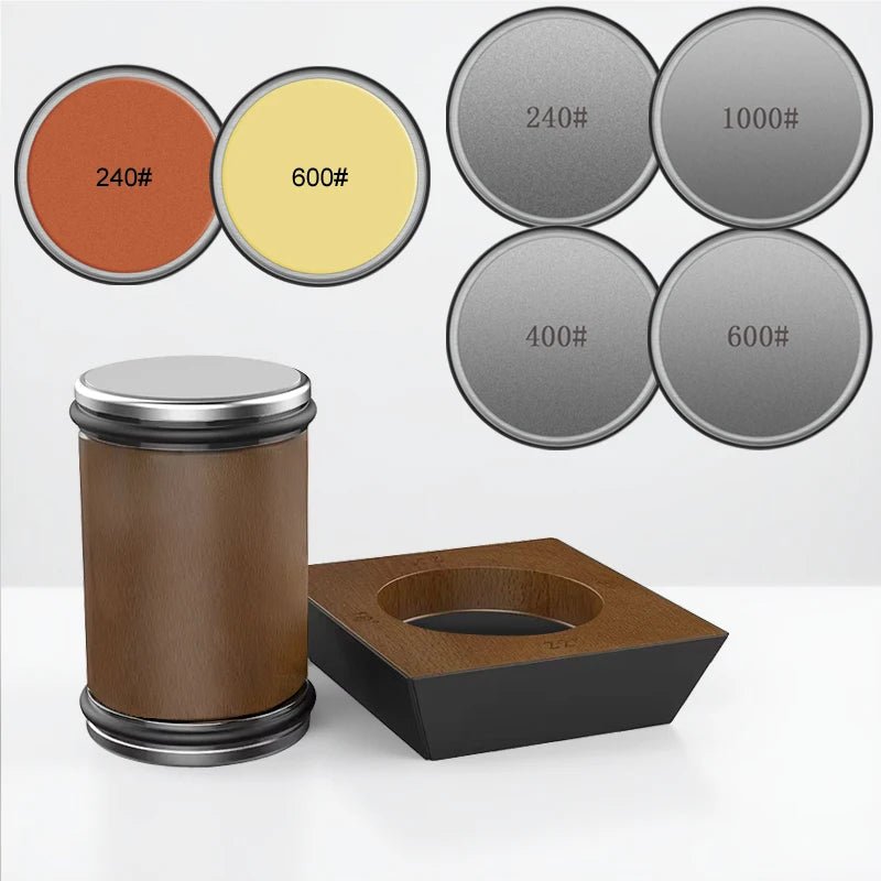 DIASHARP – Set di Affilatori per Coltelli con Affilatore in Diamante e Piattaforma in Legno