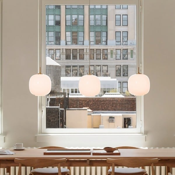 Radihous: Lampada a sospensione in vetro opalino scandinavo moderno – per soggiorno e sala da pranzo