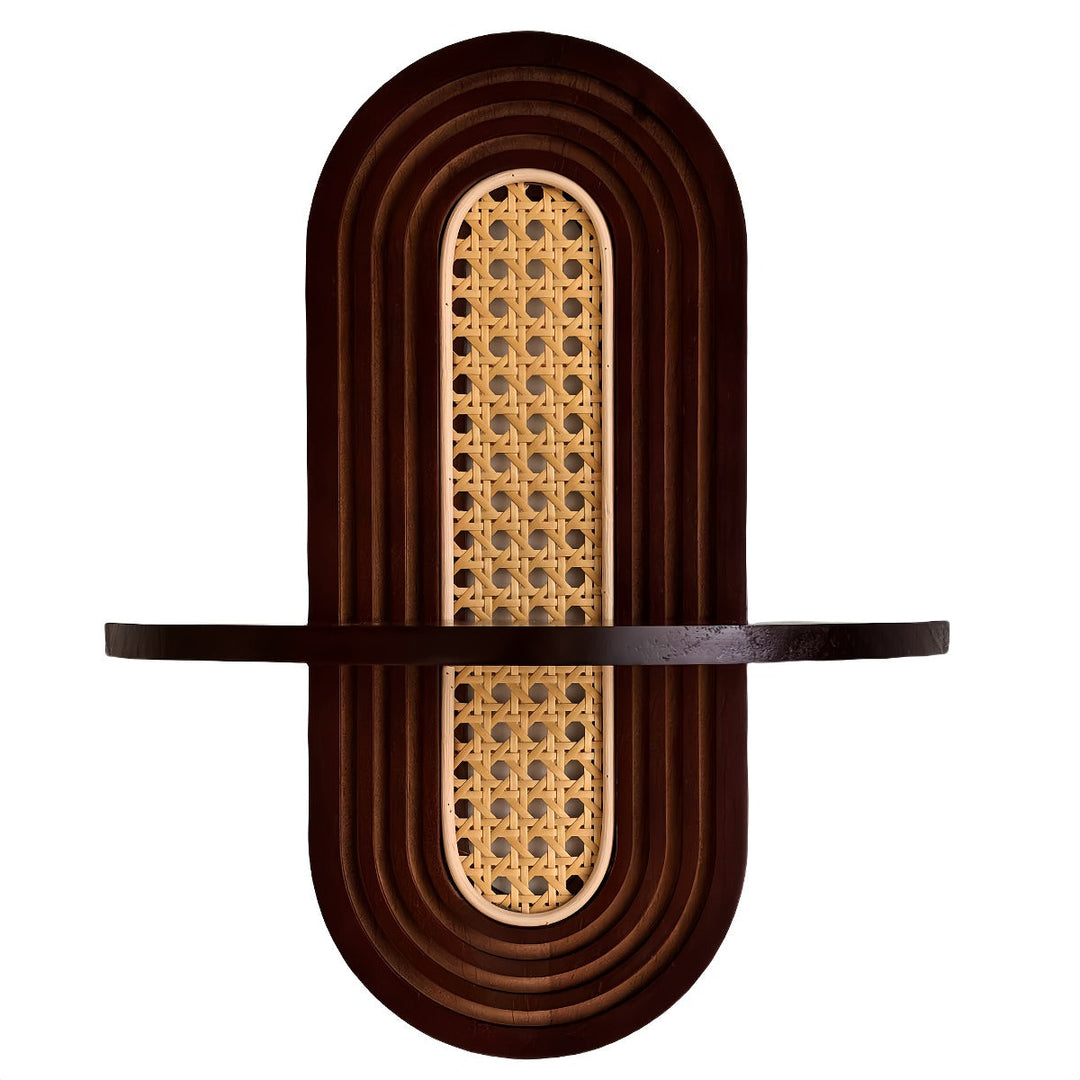 RattanBogen: Mensola a muro in legno – decorativa, sospesa e appesa con retro in rattan in stile Boho per soggiorno e camera da letto