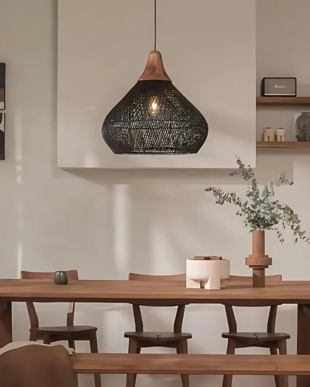 RattanEleganz: Lampada a sospensione naturale – lampada Boho in rattan intrecciato a mano, decorativa per sala da pranzo e soggiorno