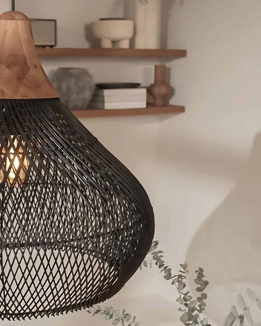 RattanEleganz: Lampada a sospensione naturale – lampada Boho in rattan intrecciato a mano, decorativa per sala da pranzo e soggiorno