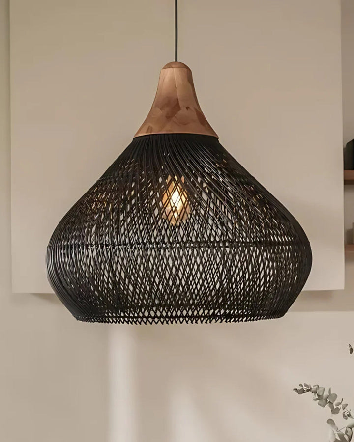RattanEleganz: Lampada a sospensione naturale – lampada Boho in rattan intrecciato a mano, decorativa per sala da pranzo e soggiorno