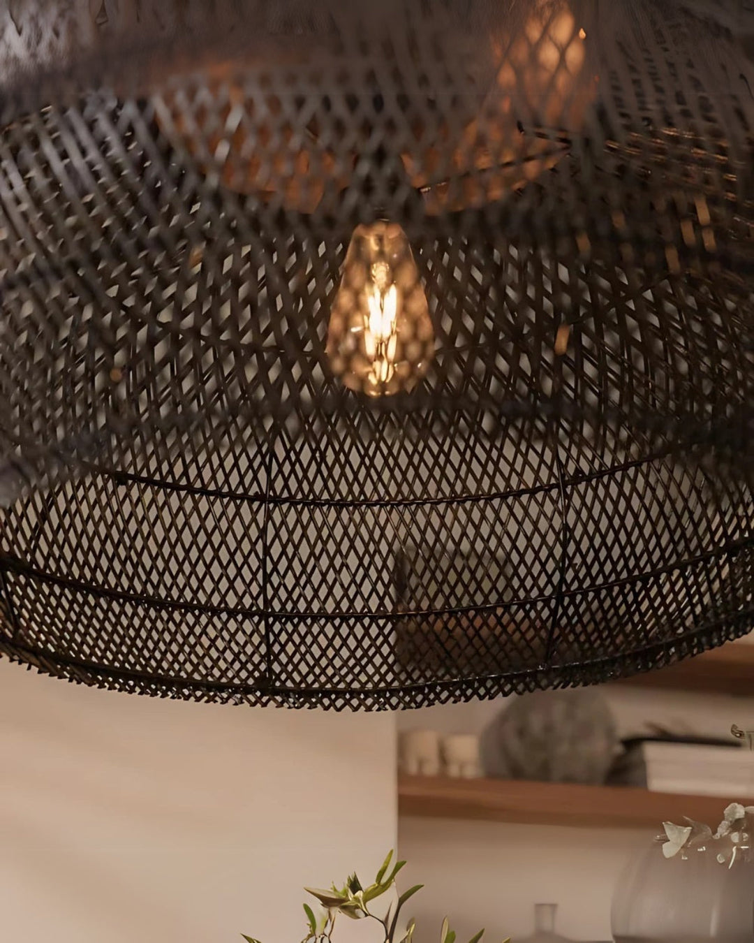 RattanEleganz: Lampada a sospensione naturale – lampada Boho in rattan intrecciato a mano, decorativa per sala da pranzo e soggiorno