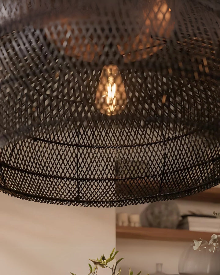 RattanEleganz: Lampada a sospensione naturale – lampada Boho in rattan intrecciato a mano, decorativa per sala da pranzo e soggiorno