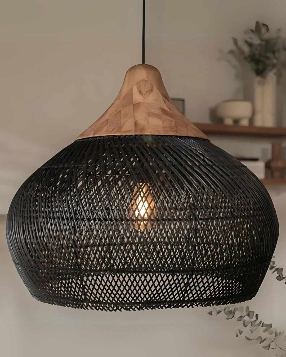 RattanEleganz: Lampada a sospensione naturale – lampada Boho in rattan intrecciato a mano, decorativa per sala da pranzo e soggiorno