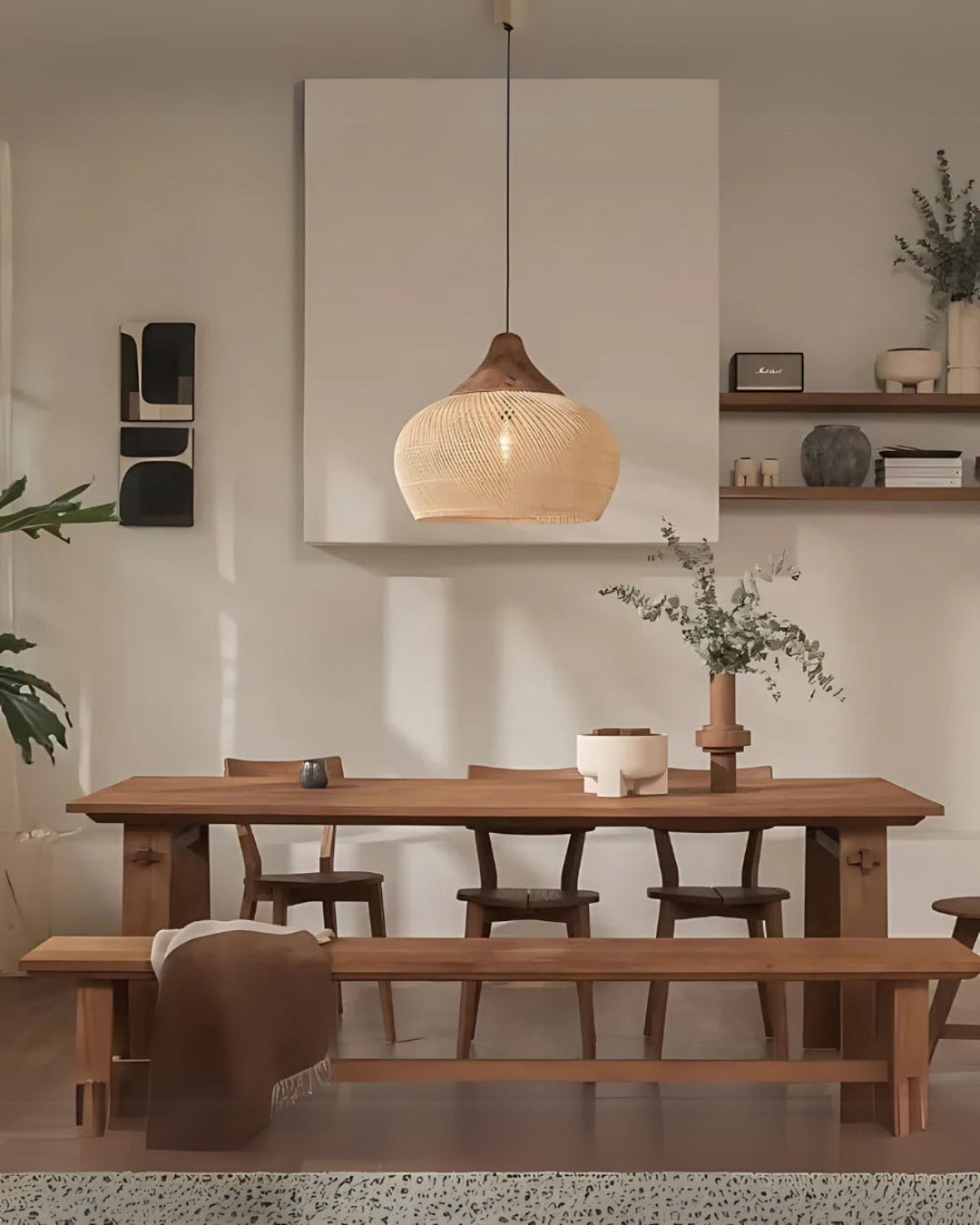 RattanEleganz: Lampada a sospensione naturale – lampada Boho in rattan intrecciato a mano, decorativa per sala da pranzo e soggiorno