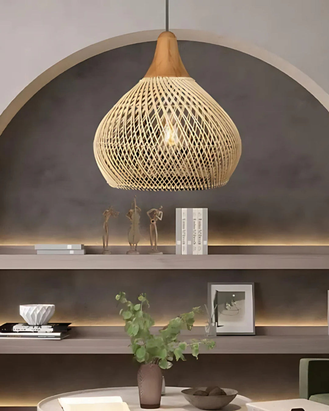 RattanEleganz: Lampada a sospensione naturale – lampada Boho in rattan intrecciato a mano, decorativa per sala da pranzo e soggiorno