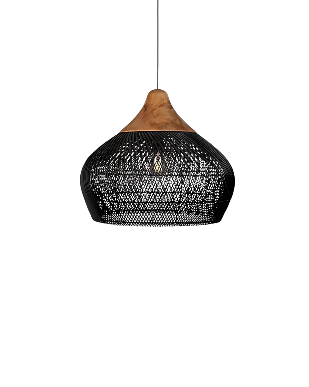 RattanEleganz: Lampada a sospensione naturale – lampada Boho in rattan intrecciato a mano, decorativa per sala da pranzo e soggiorno