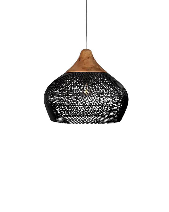 RattanEleganz: Lampada a sospensione naturale – lampada Boho in rattan intrecciato a mano, decorativa per sala da pranzo e soggiorno