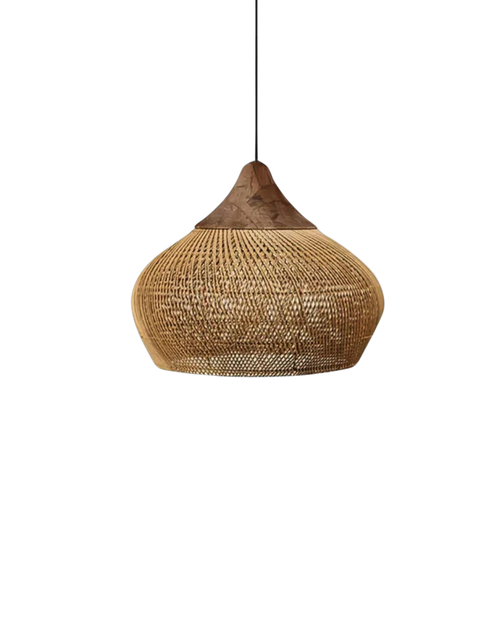 RattanEleganz: Lampada a sospensione naturale – lampada Boho in rattan intrecciato a mano, decorativa per sala da pranzo e soggiorno