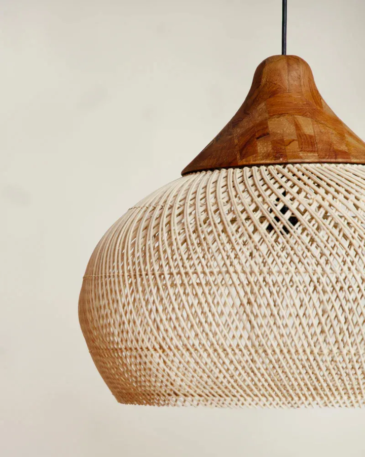 RattéaLuna: Lampada a sospensione rotonda in rattan intrecciata a mano con LED E27 e luce calda – per soggiorno e sala da pranzo