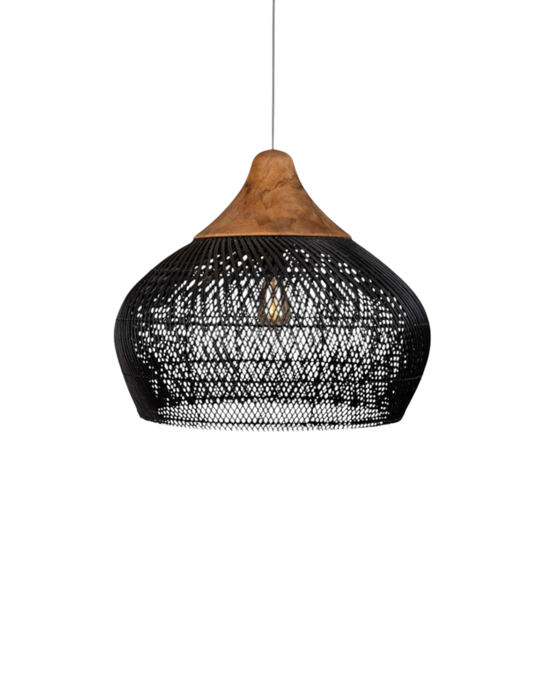 RattéaLuna: Lampada a sospensione rotonda in rattan intrecciata a mano con LED E27 e luce calda – per soggiorno e sala da pranzo