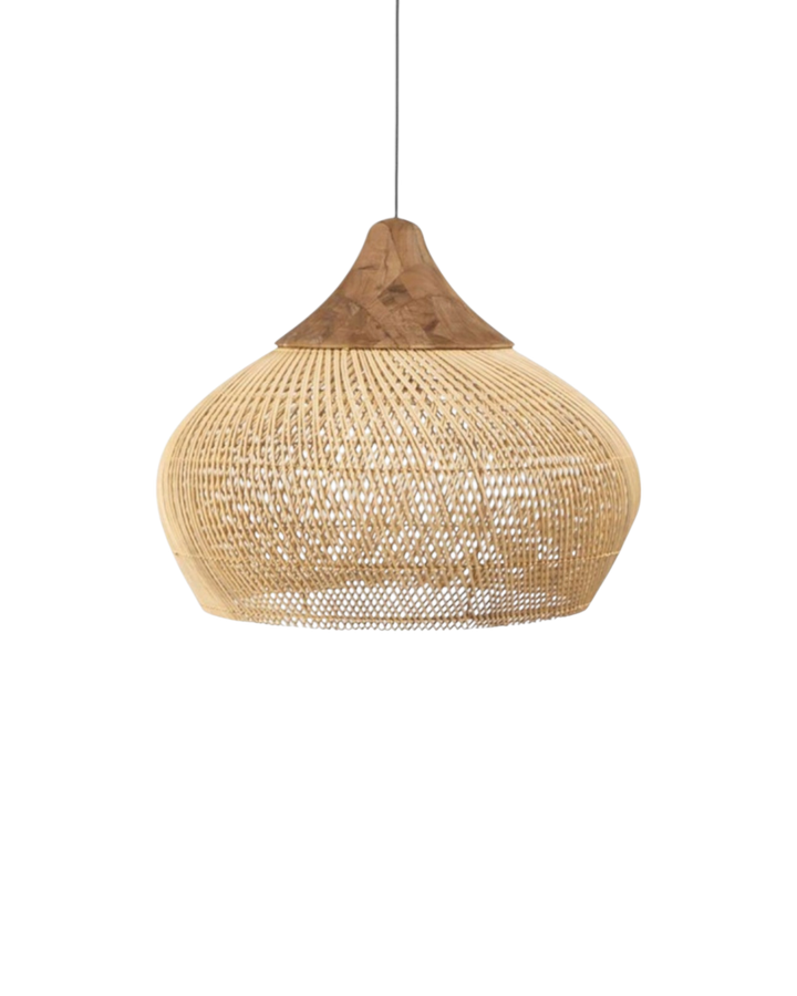 RattéaLuna: Lampada a sospensione rotonda in rattan intrecciata a mano con LED E27 e luce calda – per soggiorno e sala da pranzo