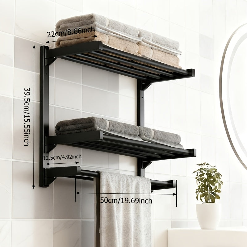 RaumEbene: Porta asciugamani da bagno – supporto a muro multistrato in metallo, stabile e decorativo per asciugamani e accessori