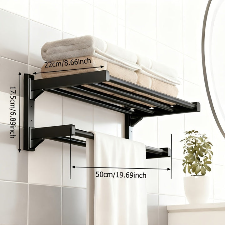 RaumEbene: Porta asciugamani da bagno – supporto a muro multistrato in metallo, stabile e decorativo per asciugamani e accessori