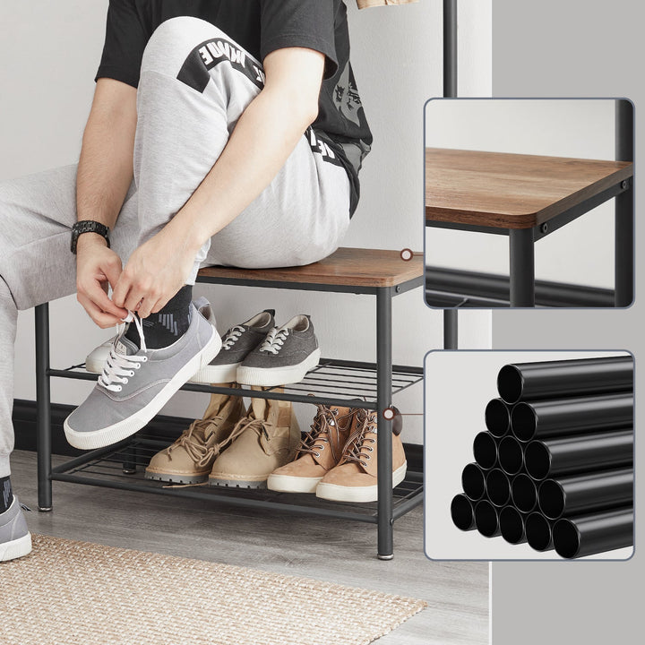 RaumGestell: Appendiabiti in metallo – organizer stabile con ripiano per scarpe e scaffale, compatto e multifunzionale per corridoio e camera da letto
