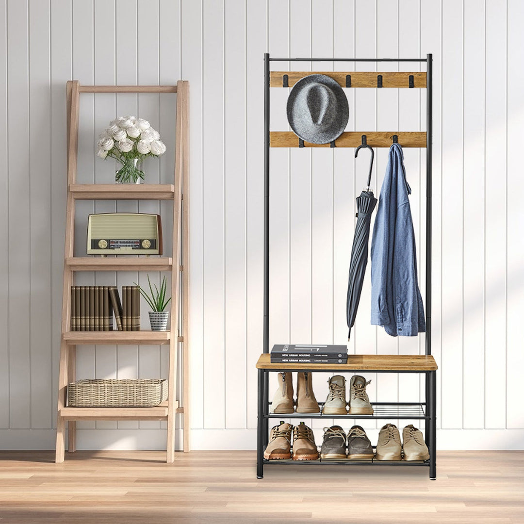 RaumGestell: Appendiabiti in metallo – organizer stabile con ripiano per scarpe e scaffale, compatto e multifunzionale per corridoio e camera da letto