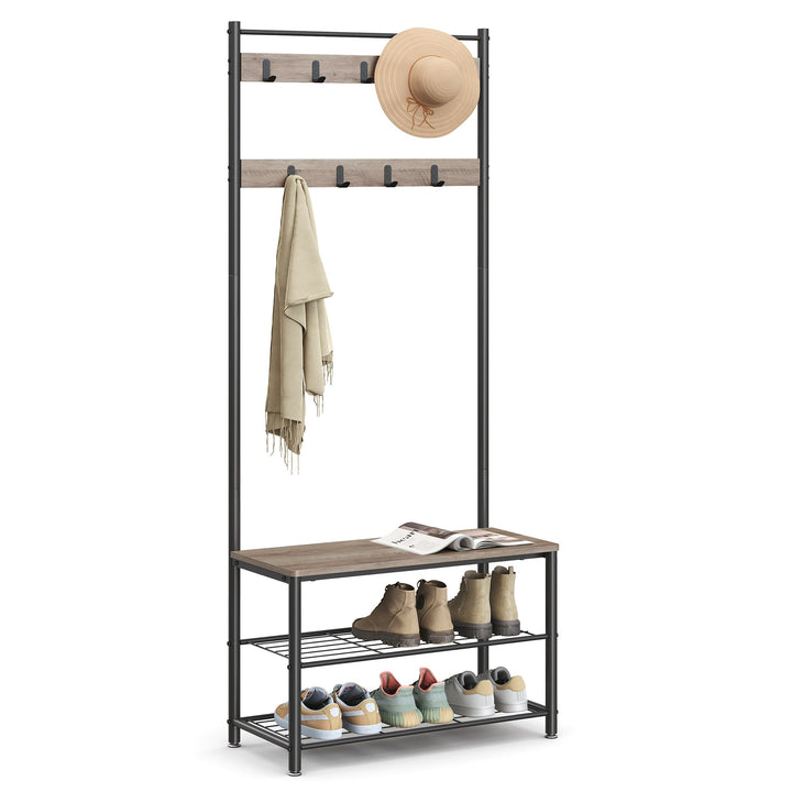 RaumGestell: Appendiabiti in metallo – organizer stabile con ripiano per scarpe e scaffale, compatto e multifunzionale per corridoio e camera da letto