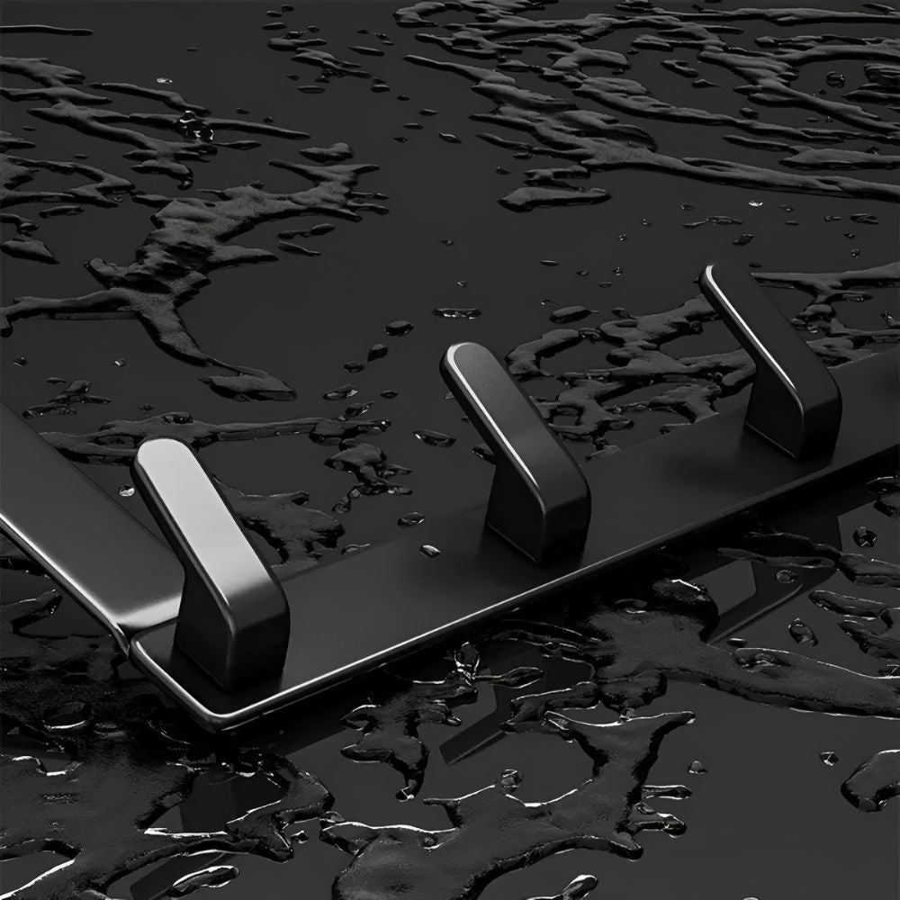 RaumHalt: Mensola da porta con 5 ganci in acciaio inox – senza viti, durevole e versatile per bagno, cucina e camera da letto