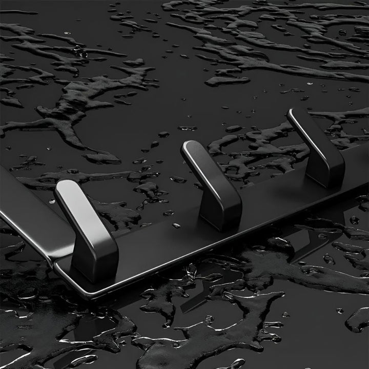 RaumHalt: Mensola da porta con 5 ganci in acciaio inox – senza viti, durevole e versatile per bagno, cucina e camera da letto