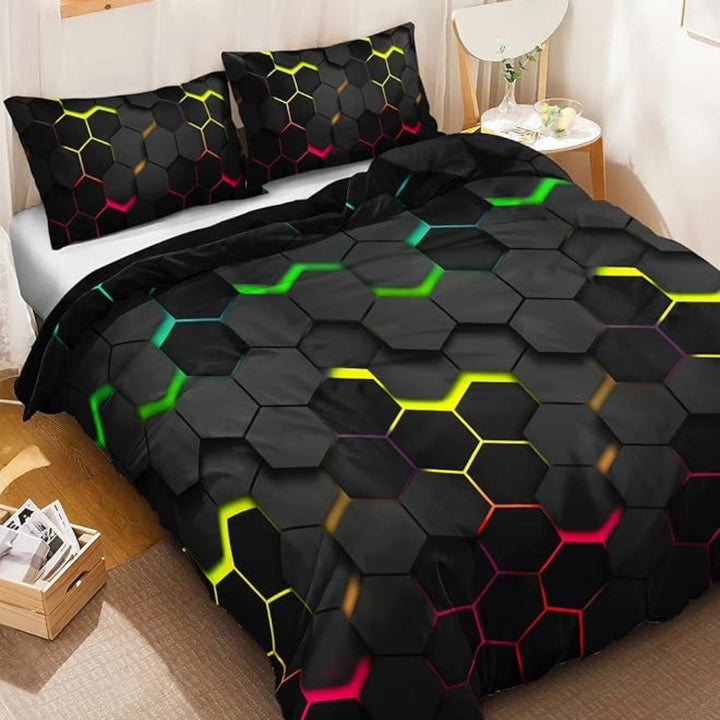 RaumLeben: Set copripiumino decorativo – morbido, traspirante e durevole con esclusivo motivo geometrico per la casa