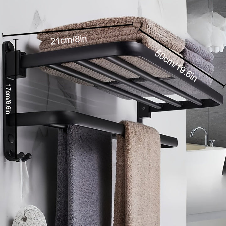 RaumStil: Porta asciugamani da bagno – scaffale salvaspazio con barra per asciugamani, ganci e ripiano, design moderno con tubi dorati