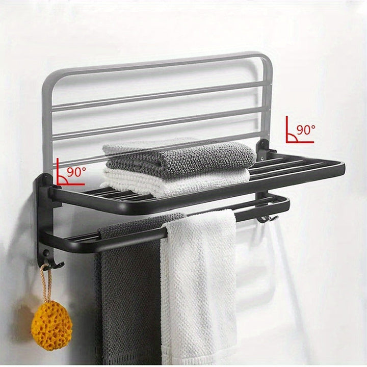 RaumStil: Porta asciugamani da bagno – scaffale salvaspazio con barra per asciugamani, ganci e ripiano, design moderno con tubi dorati