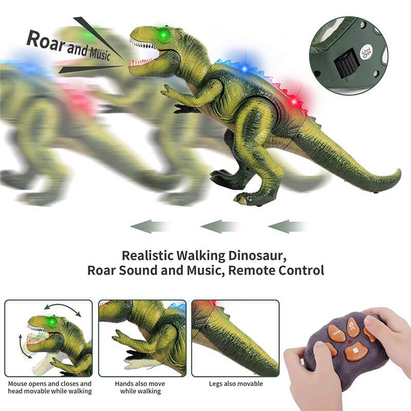 Giocattolo T Rex Dinosaurio Radiocomandato con Luce LED, Camminante e Ruggente per Bambini, Regalo Autunno 2025